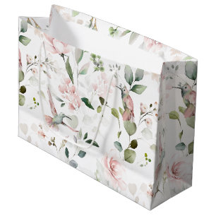 Sacola Para Presentes Grande Jardim Floral Cor-de-rosa Bag Gift Grande