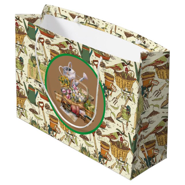 Sacola Para Presentes Grande Jardineiro Vintage (Verso inclinado)