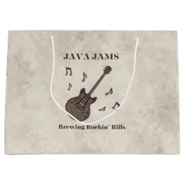 Sacola Para Presentes Grande Java Jams-Brewing Rockin' Riffs-Coffee-Guitar-