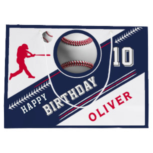 Sacola Para Presentes Grande Jogador de Bola de Baseball com Festa de aniversár