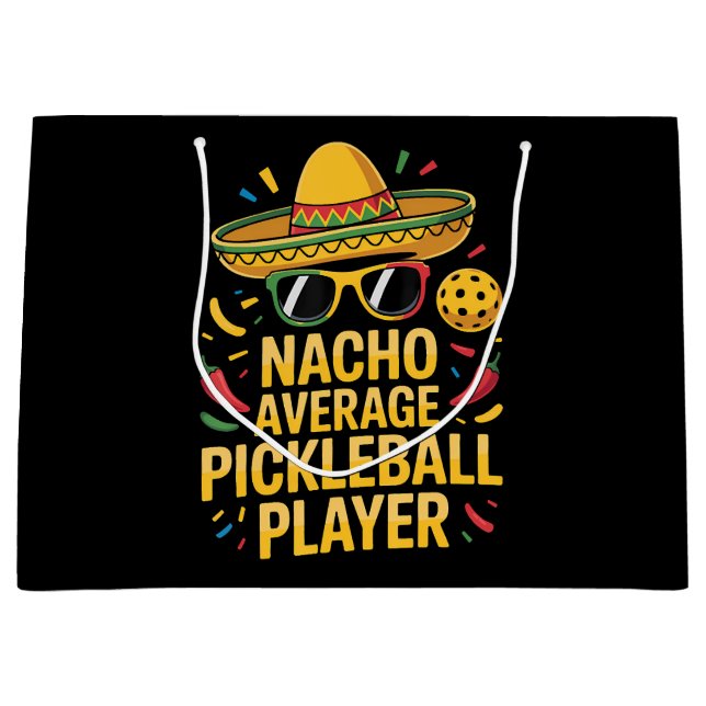 Sacola Para Presentes Grande Jogador de pickleball não médio (Frente)