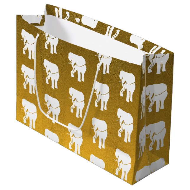Sacola Para Presentes Grande Jogo de Natal para troca de presente de elefante b (Frente inclinada)