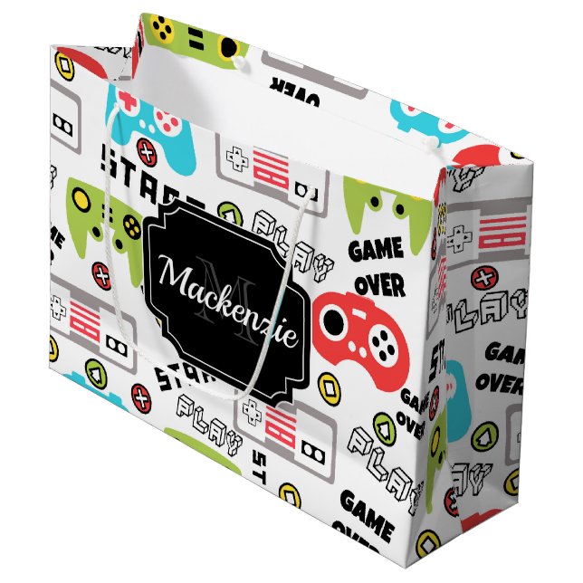 Sacola Para Presentes Grande Jogo de Vídeo Retroativo (Frente inclinada)