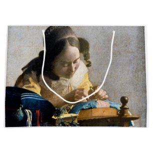 Sacola Para Presentes Grande Johannes Vermeer - O Lacemaker