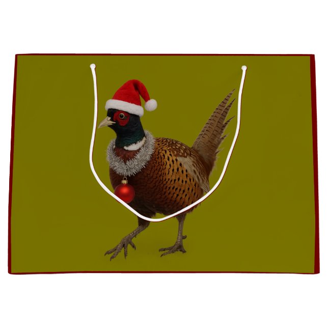Sacola Para Presentes Grande Jolly Pheasant Christmas Gift Bag (Frente)