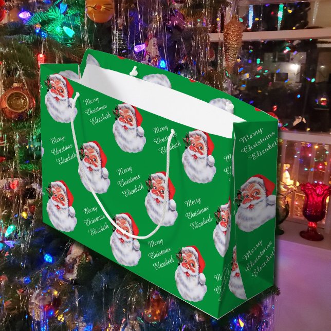 Sacola Para Presentes Grande Jolly Santa Claus Personaliza o Nome da Criança (Criador carregado)