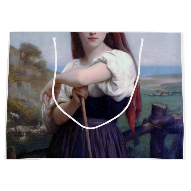 Sacola Para Presentes Grande Jovem Pastora, Bouguereau (Frente)