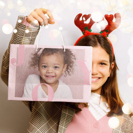 Sacola Para Presentes Grande JOY Blush Pink Modern Christmas | Personalized