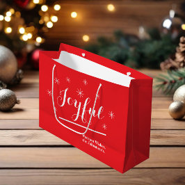 Sacola Para Presentes Grande Joyful Gift Script Chic Rustic Red Christmas