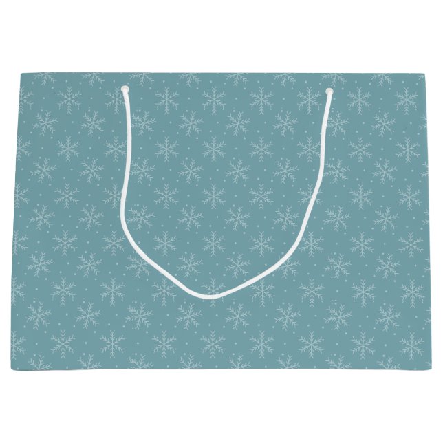 Sacola Para Presentes Grande Joyous Snowflakes (Frente)