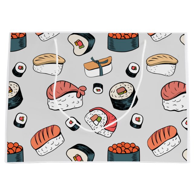 Sacola Para Presentes Grande kawaii sushi rola Gift Bag (Frente)