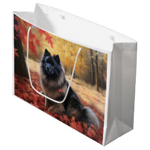 Sacola Para Presentes Grande Keeshond em Autumn Leaves Cai Inspire