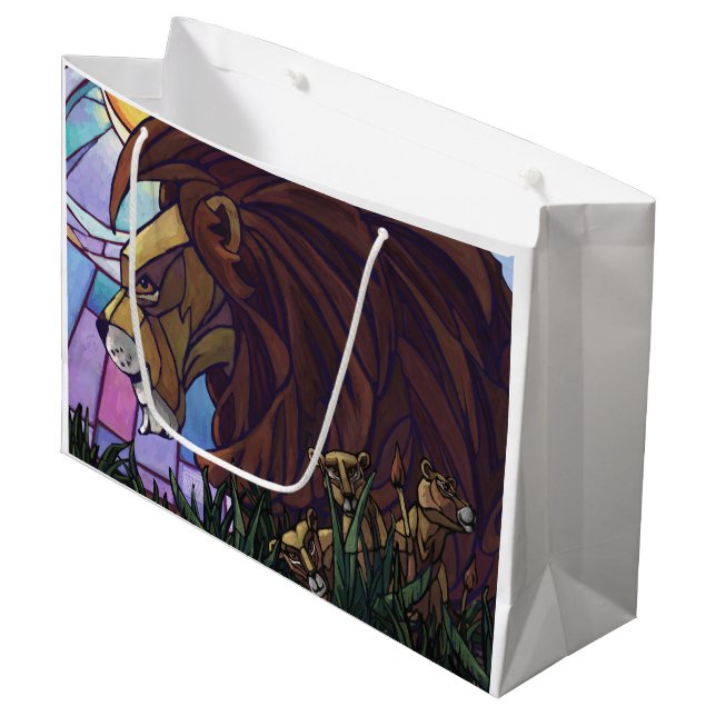 Sacola Para Presentes Grande King Lion e Cubs (Frente inclinada)