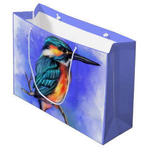Sacola Para Presentes Grande Kingfisher Bird Gift Bag