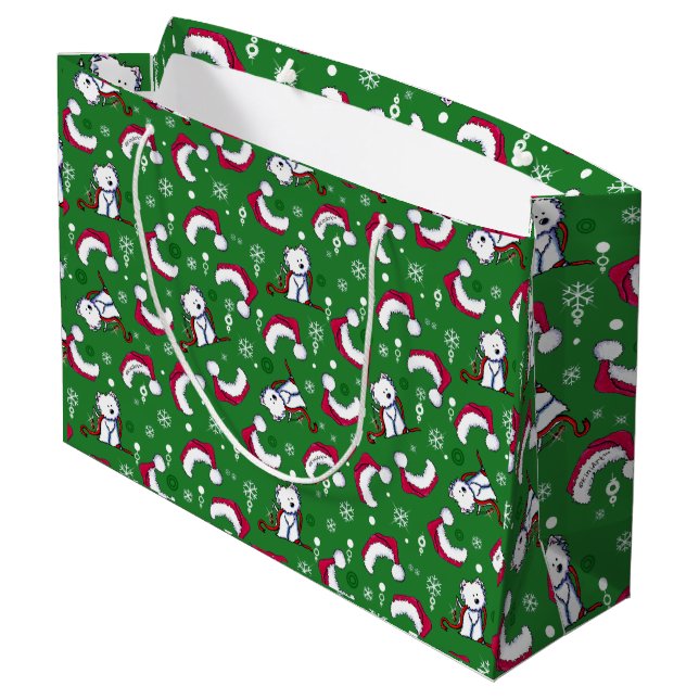 Sacola Para Presentes Grande KiniArt Westie Natal Gift Bag (Verso inclinado)