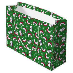 Sacola Para Presentes Grande KiniArt Westies Natal Bag