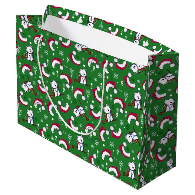Sacola Para Presentes Grande KiniArt Westies Natal Bag (Verso inclinado)