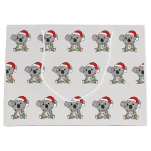 Sacola Para Presentes Grande Koala Natal Animais de inverno Koalas Grande Prese