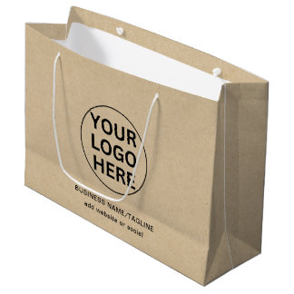Sacola Para Presentes Grande Kraft Rustic Bags l Promotional Business Logo Text