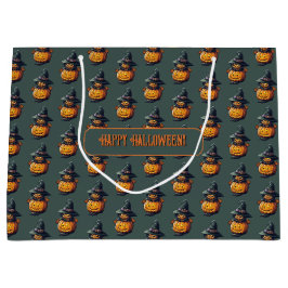 Sacola Para Presentes Grande Kürbishexe im Katzenkostüm - 