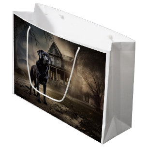 Sacola Para Presentes Grande Labrador Preto Halloween Assustador