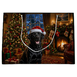 Sacola Para Presentes Grande Labrador Retriever Preto de Férias 