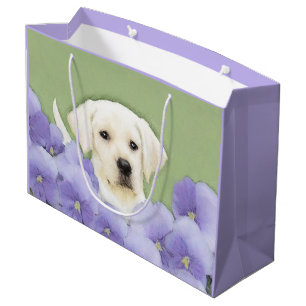Sacola Para Presentes Grande Labrador Retriever Puppy Pintura Original