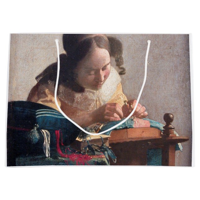 Sacola Para Presentes Grande Lacemaker, Johannes Vermeer, 1669-1670 (Frente)