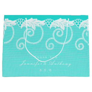 Sacola Para Presentes Grande Laço real personalizado do oceano azul do Aqua