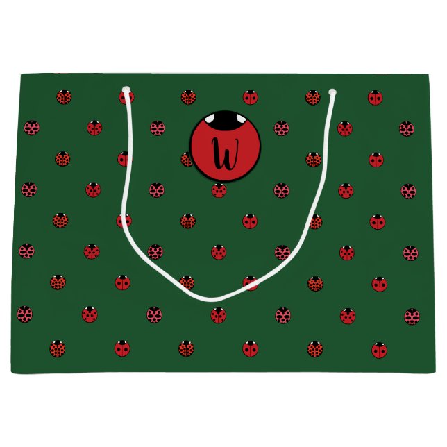 Sacola Para Presentes Grande Ladybug Bolinhas Gift Bag (Frente)