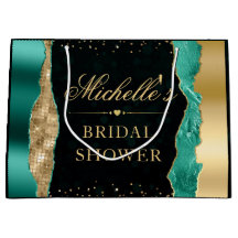 Lágrimas Glam Teal e Dourado Bokeh  Chuveiro de No