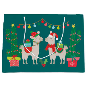 Sacola Para Presentes Grande Lamas do Natal