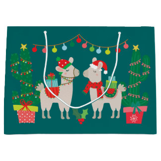 Sacola Para Presentes Grande Lamas do Natal
