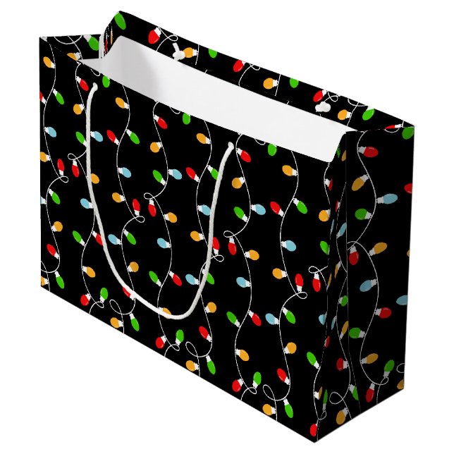 Sacola Para Presentes Grande Lâmpadas Luzes de Natal (Frente inclinada)