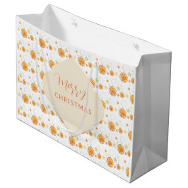 Sacola Para Presentes Grande Laranja Elegante Padrão Estrelas no Branco de Inve