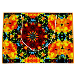 Sacola Para Presentes Grande Laranja Floral