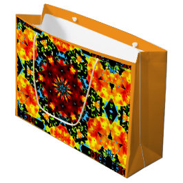 Sacola Para Presentes Grande Laranja Floral