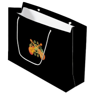 Sacola Para Presentes Grande Laranja Sunburst Guitars Incrível Orçamento