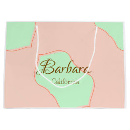 Sacola Para Presentes Grande Laranja verde pastel boho adicionar nome lugar rús