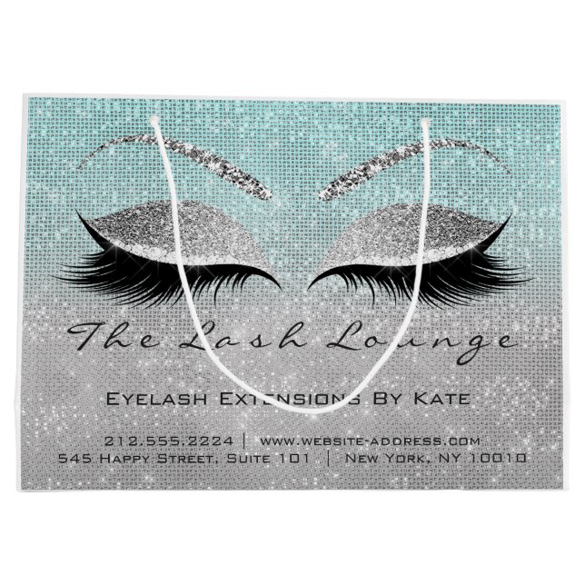 Sacola Para Presentes Grande Lashes Extension Makeup Artist Studio Aqua Water (Verso)