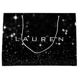 Sacola Para Presentes Grande Lauren Black White Glitter Favor Gift Spark