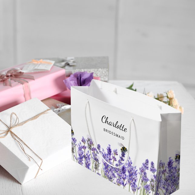Sacola Para Presentes Grande Lavanda flores, dama de honra (Criador carregado)
