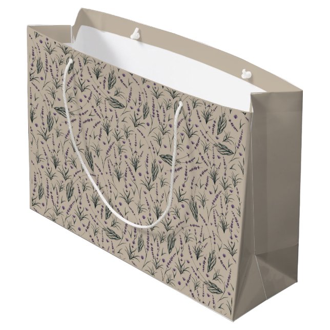 Sacola Para Presentes Grande Lavender Botanical Pattern Gift Bag (Verso inclinado)