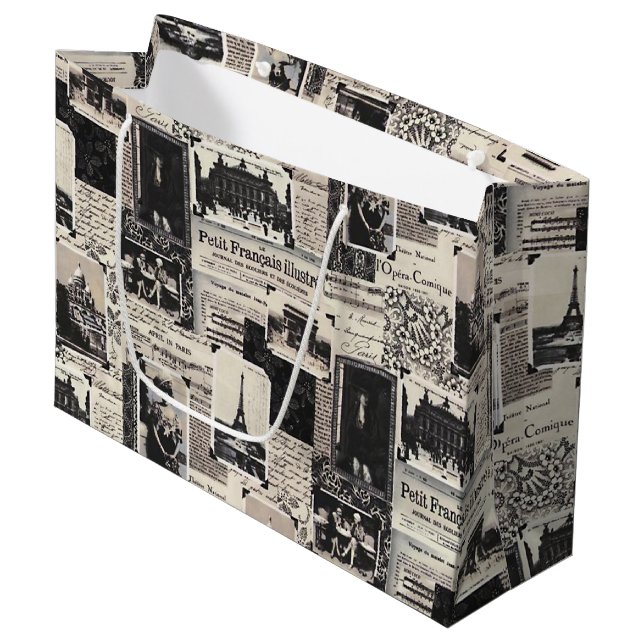 Sacola Para Presentes Grande Le Pequeno Francais Illustre (Frente inclinada)