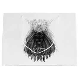 Sacola Para Presentes Grande Leão Negro com Coroa e Monograma