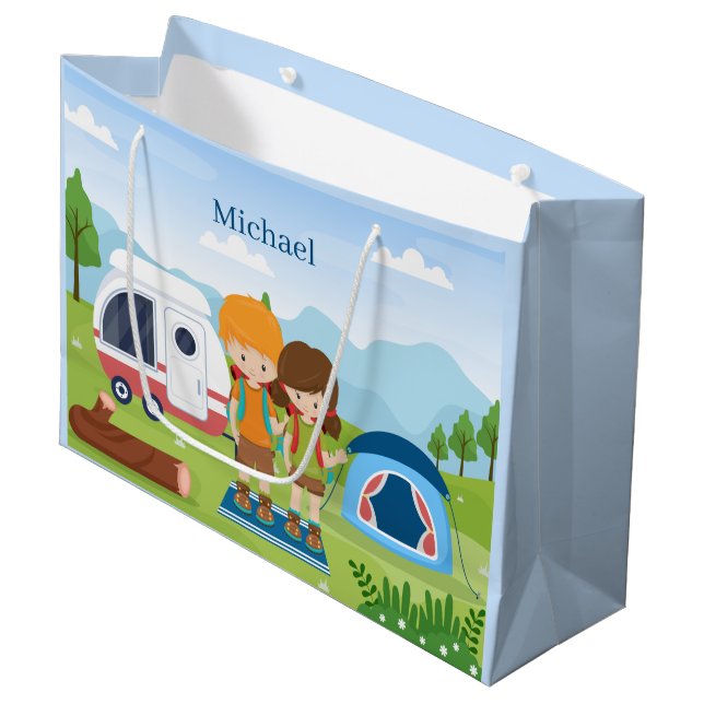 Sacola Para Presentes Grande legal unisex crianças acampando o nome do grupo (Frente inclinada)