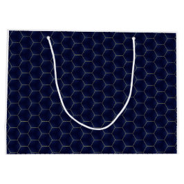 Sacola Para Presentes Grande Legância Geométrica do Indigo de Latice Luxuosa