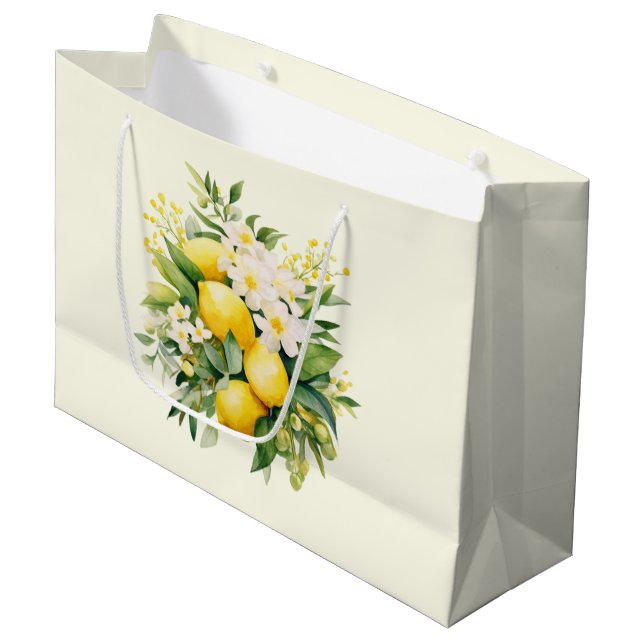 Sacola Para Presentes Grande Lemon Bouquet with White Blossoms (Frente inclinada)