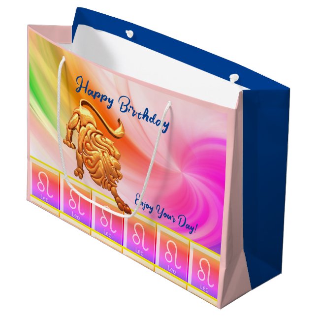Sacola Para Presentes Grande Leo - Aniversário Zodiac (Frente inclinada)