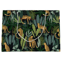 Sacola Para Presentes Grande Leopard Jungle Forest Illustration Seamless 